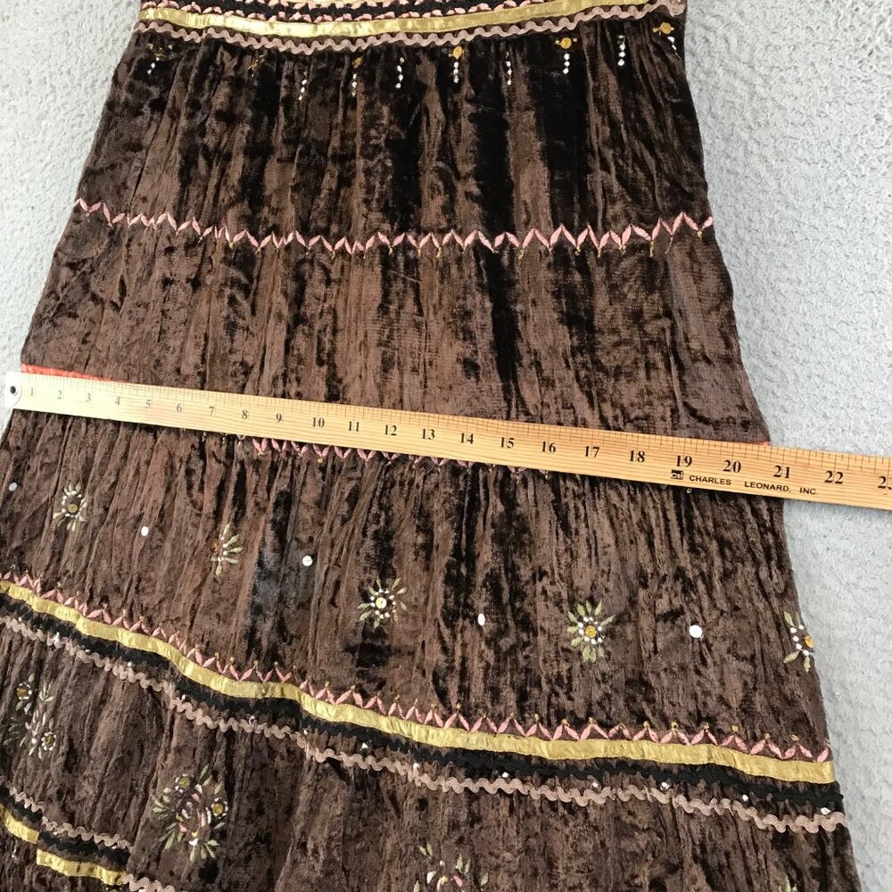 Chaudry KC Y2K Velvet Embellished Boho Maxi Skirt size M - Picture 6 of 10
